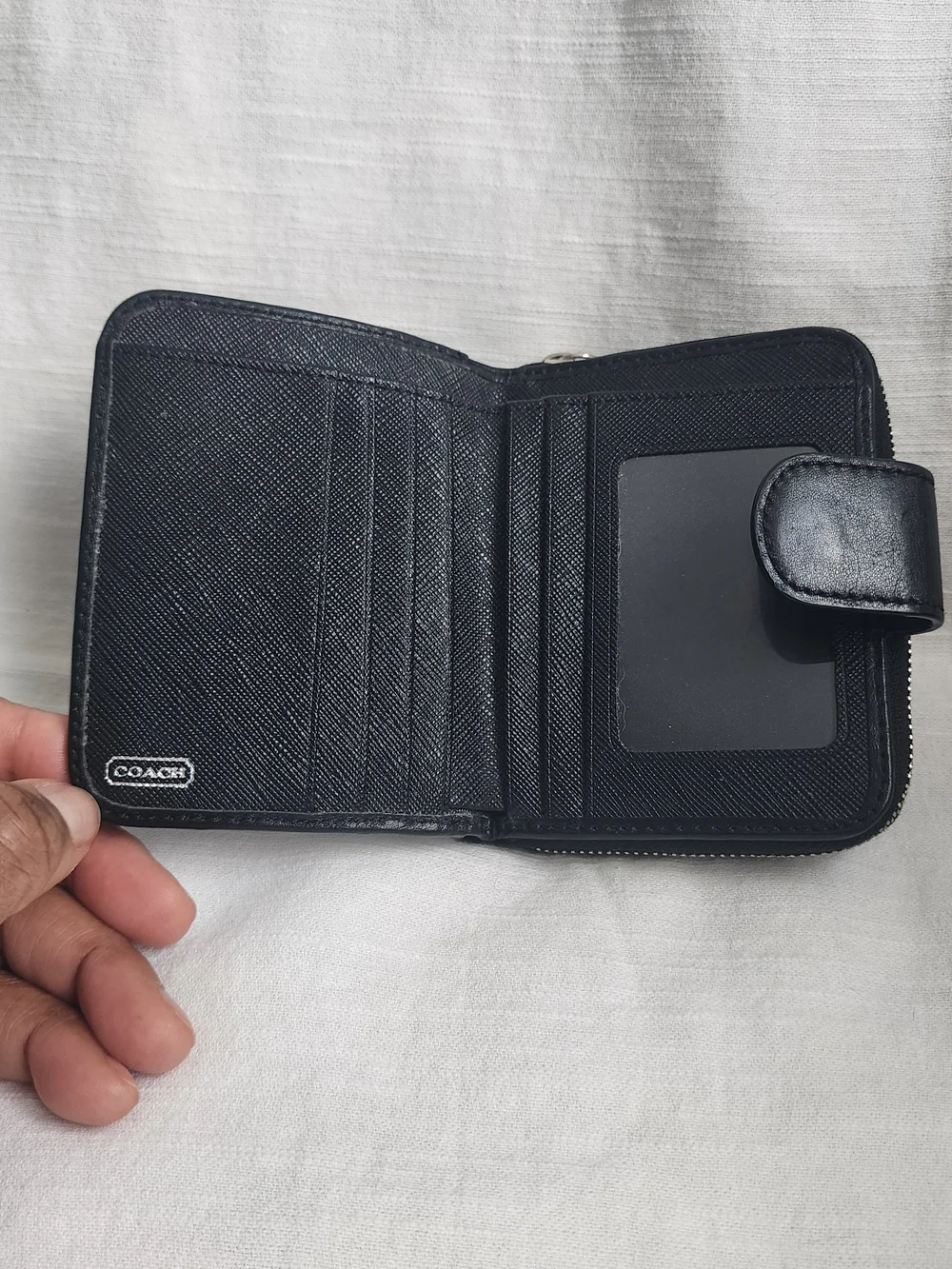 Coach Black/Charcoal Signature Zip Wallet